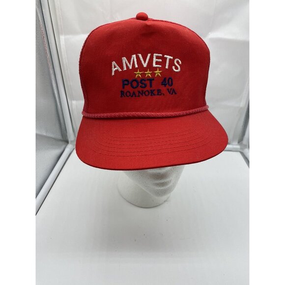 AMVETS Post 40 Roanoke VA Red Adjustable Baseball Cap Hat Snap-back Mesh-back - Picture 2 of 7